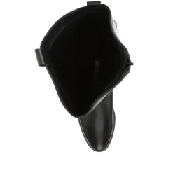 Block-Heeled Slip-On Long Boots - Black