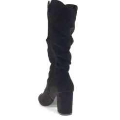 Block-Heeled Smart Long Boots - Black