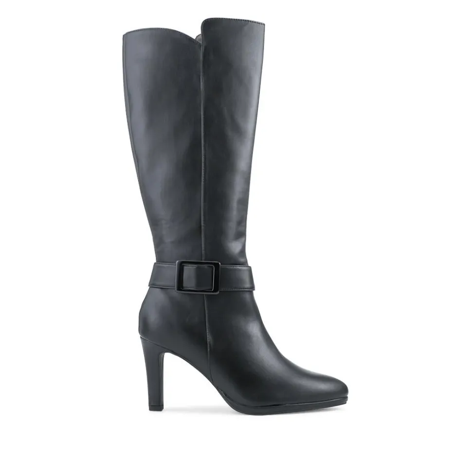Block Heel Elegant Long Boots - Black