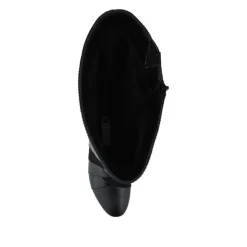 Block Heel Faux Leather Long Boots - Black