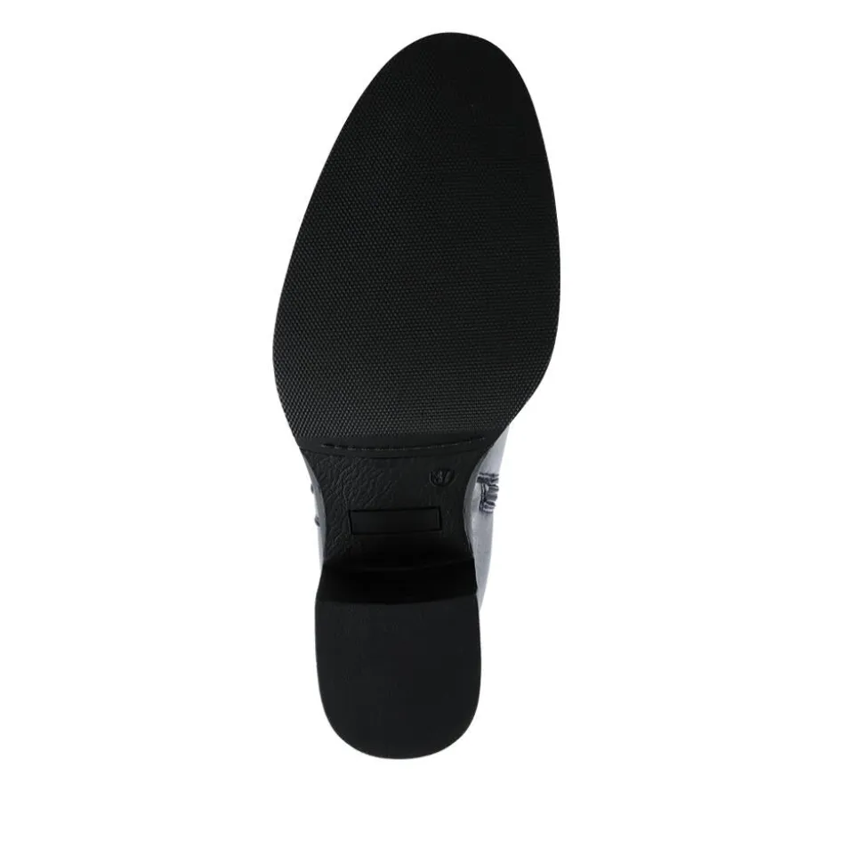 Block Heel Long Boots - Navy