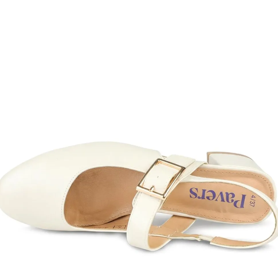 Block Heel Slingback Buckled Mary Janes - Off White