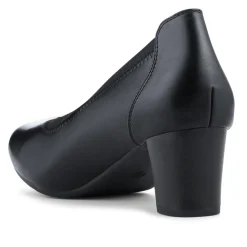 Block Heel Slip On Court Shoes With Cushion Insole - Black