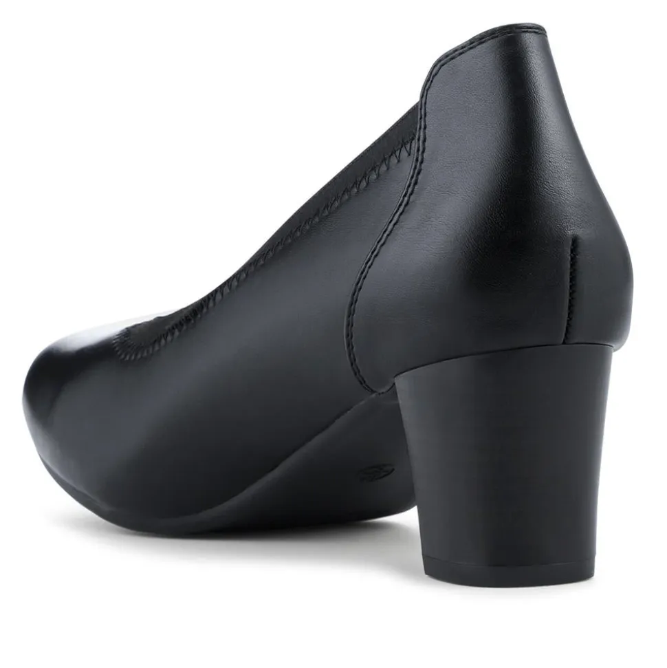 Block Heel Slip On Court Shoes With Cushion Insole - Black