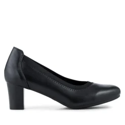 Block Heel Slip On Court Shoes With Cushion Insole - Black