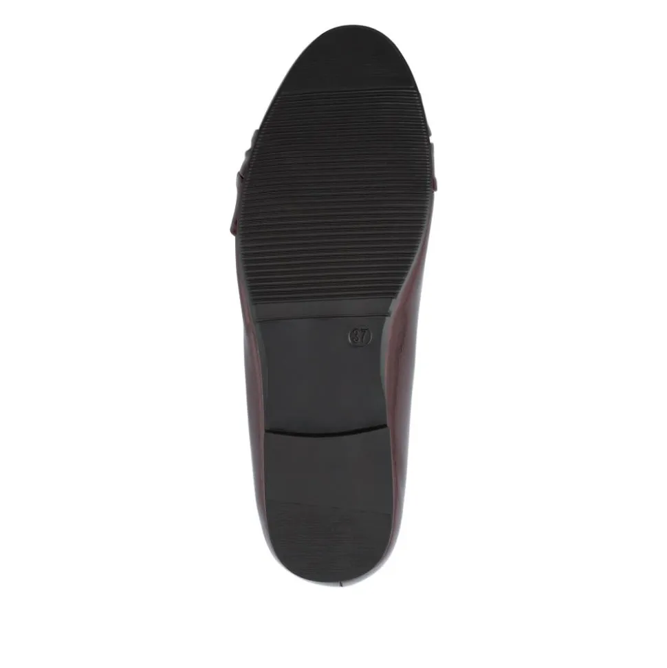 Bow-Detailed Heeled Ballet Pumps - Burgundy Patent