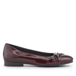 Bow-Detailed Heeled Ballet Pumps - Burgundy Patent