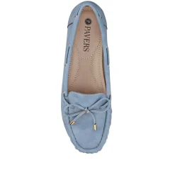 Bow Detailed Moccasins - Denim