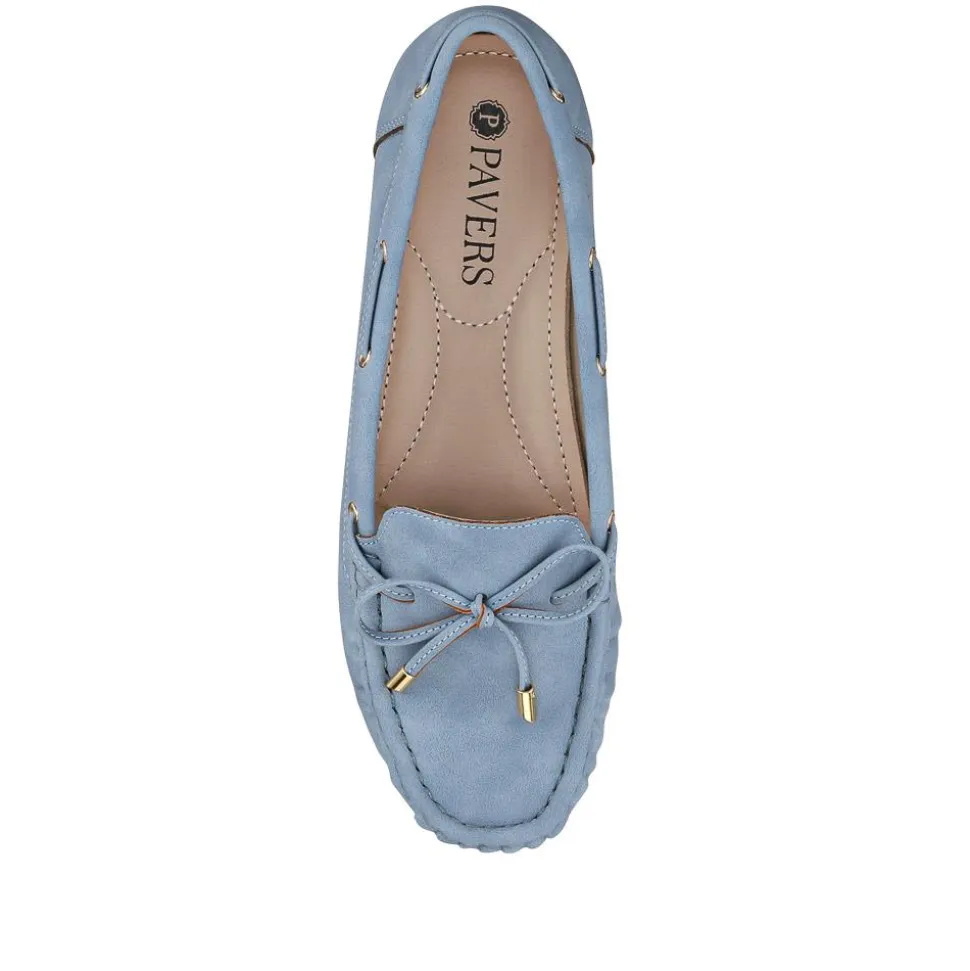 Bow Detailed Moccasins - Denim
