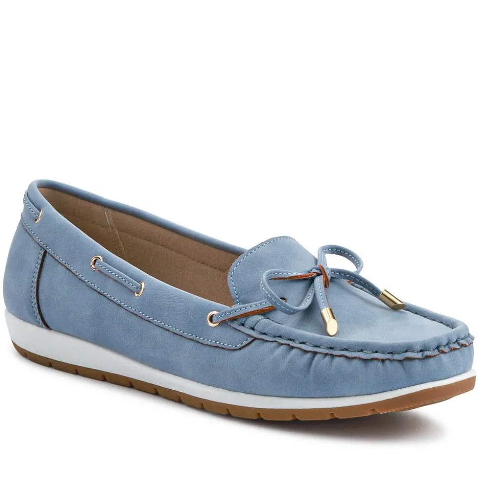 Bow Detailed Moccasins - Denim