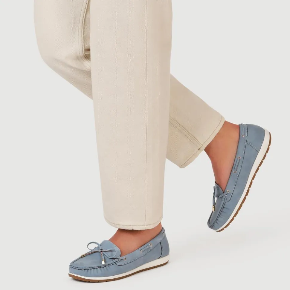 Bow Detailed Moccasins - Denim