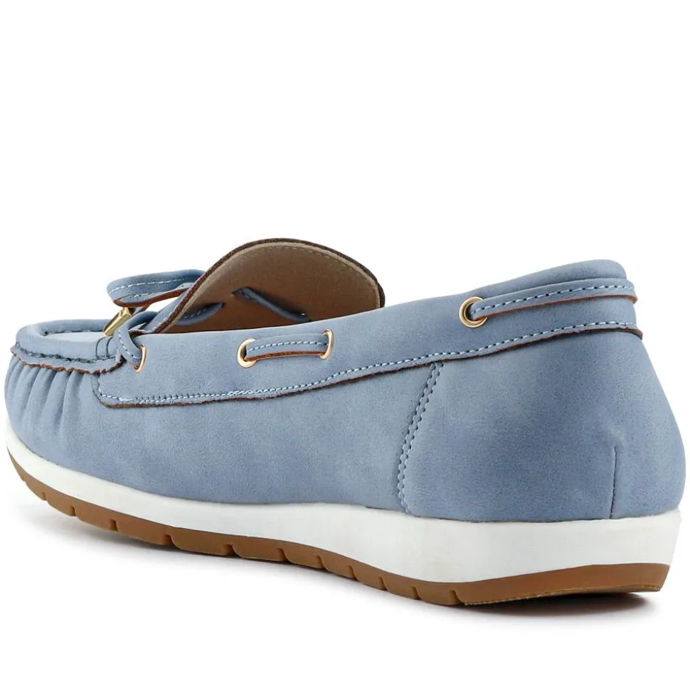 Bow Detailed Moccasins - Denim