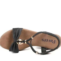 Bow Detail Wedge Slingback Sandals - Black