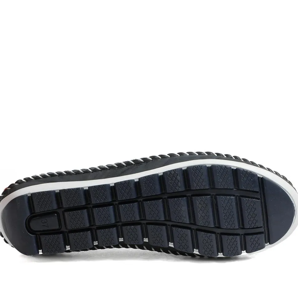 Breathable All Leather Grippy Pumps - Navy