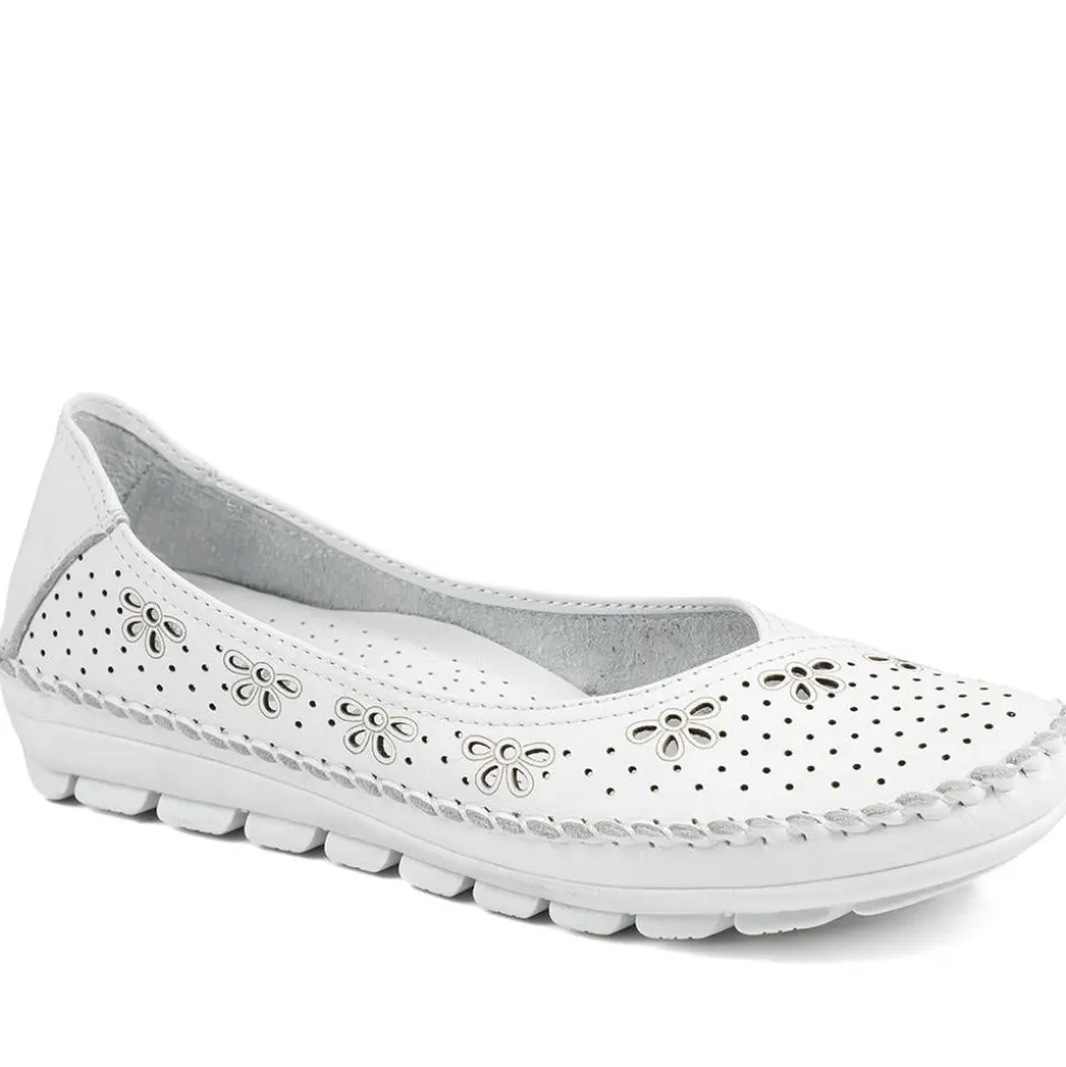 Breathable All Leather Grippy Pumps - White