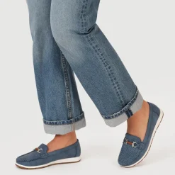 Breathable Buckle Detailed Moccasins - Navy