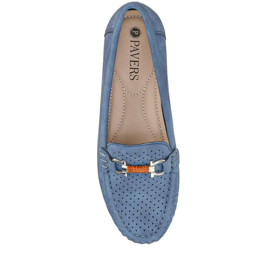 Breathable Buckle Detailed Moccasins - Navy