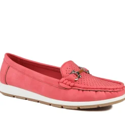 Breathable Buckle Detailed Moccasins - Red