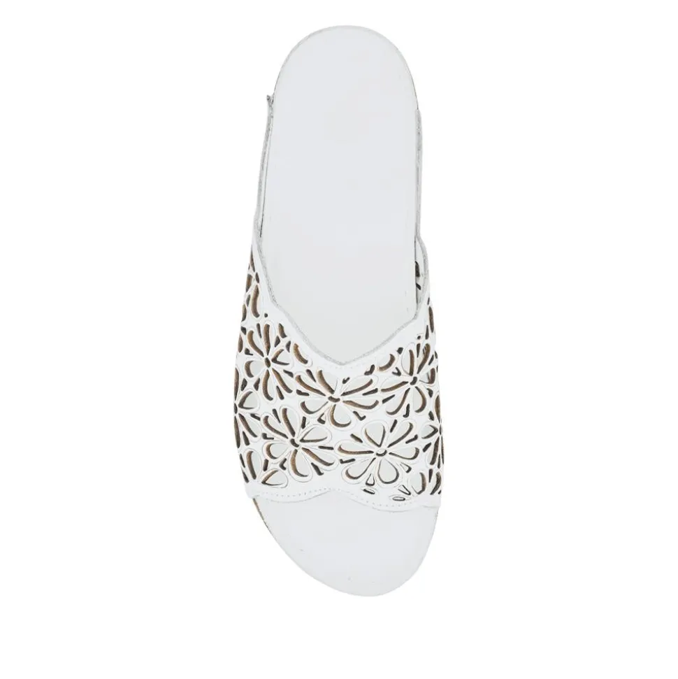 Breathable Cushioned Leather Mules - White