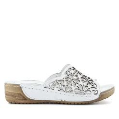 Breathable Cushioned Leather Mules - White