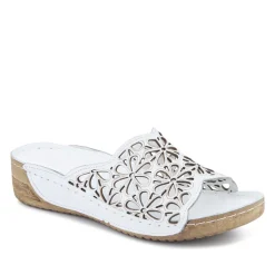 Breathable Cushioned Leather Mules - White