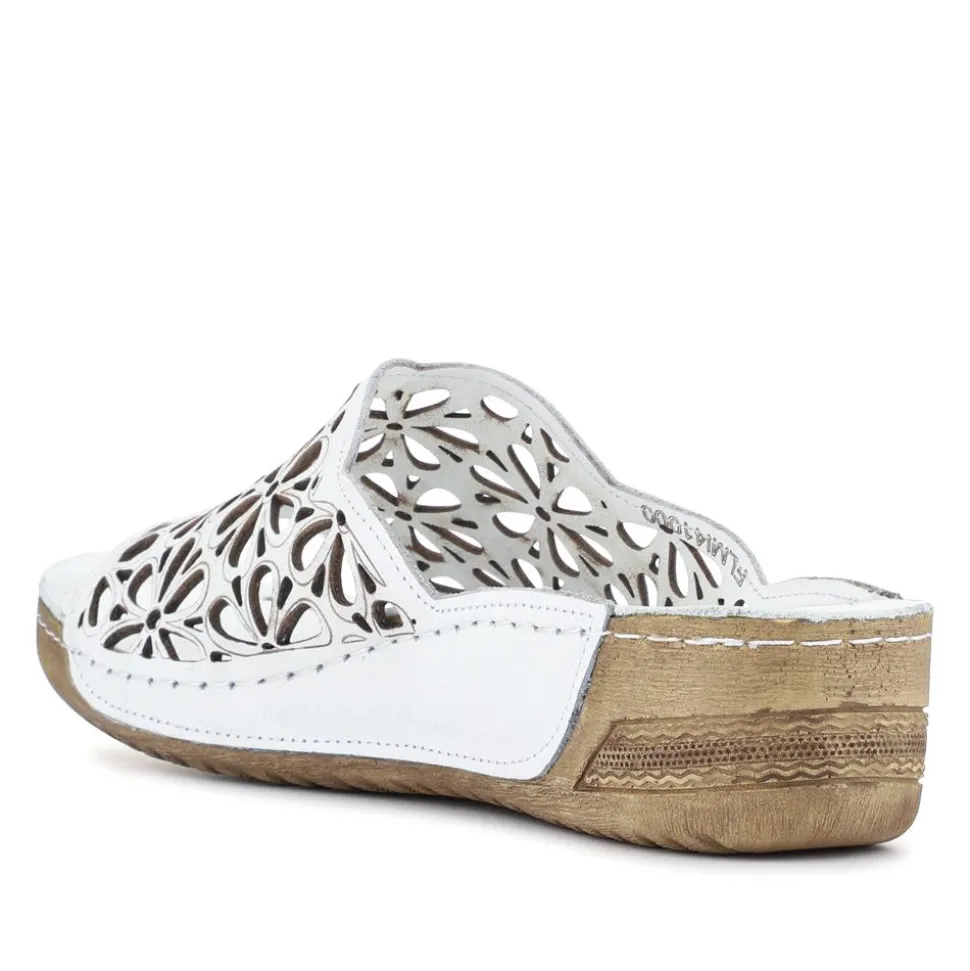 Breathable Cushioned Leather Mules - White