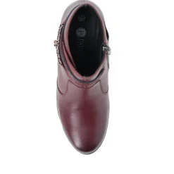 Breathable Leather Ankle Boots - Burgundy
