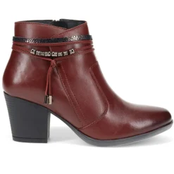 Breathable Leather Ankle Boots - Burgundy