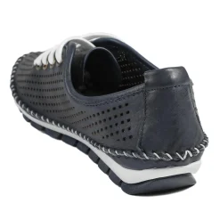 Breathable Leather Lace Up Shoes - Navy