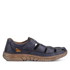 Breathable Leather Touch-Fasten Shoes - Navy