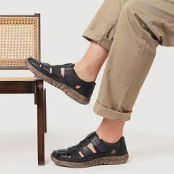 Breathable Leather Touch-Fasten Shoes - Navy