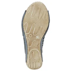 Breathable Leather Wedged Mules - Denim
