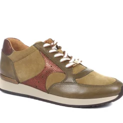 Britte Leather Trainers - Khaki Multi