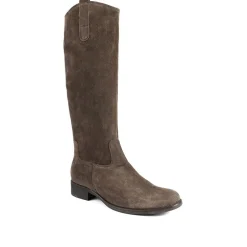 Brook Extra Slim Fit Calf Leather Rider Boots - Chocolate Suede