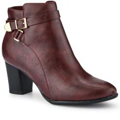 Buckled Ankle Boots - Burgundy