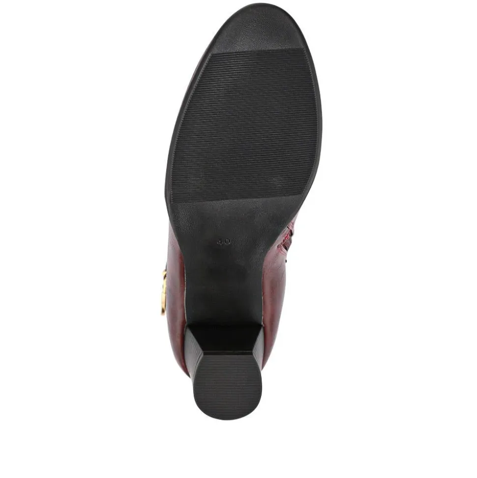 Buckled Ankle Boots - Burgundy