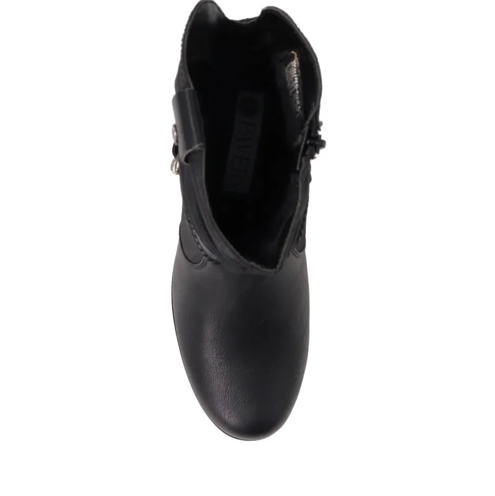Buckled Calf-Length Boots - Black