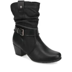 Buckled Calf-Length Boots - Black