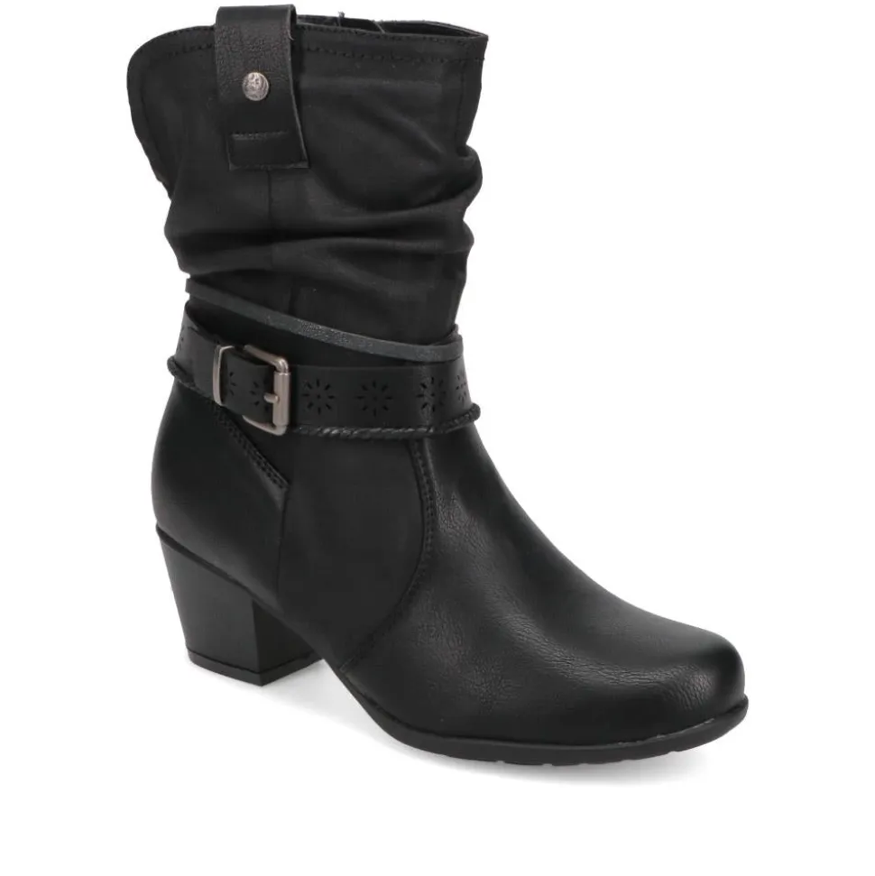 Buckled Calf-Length Boots - Black