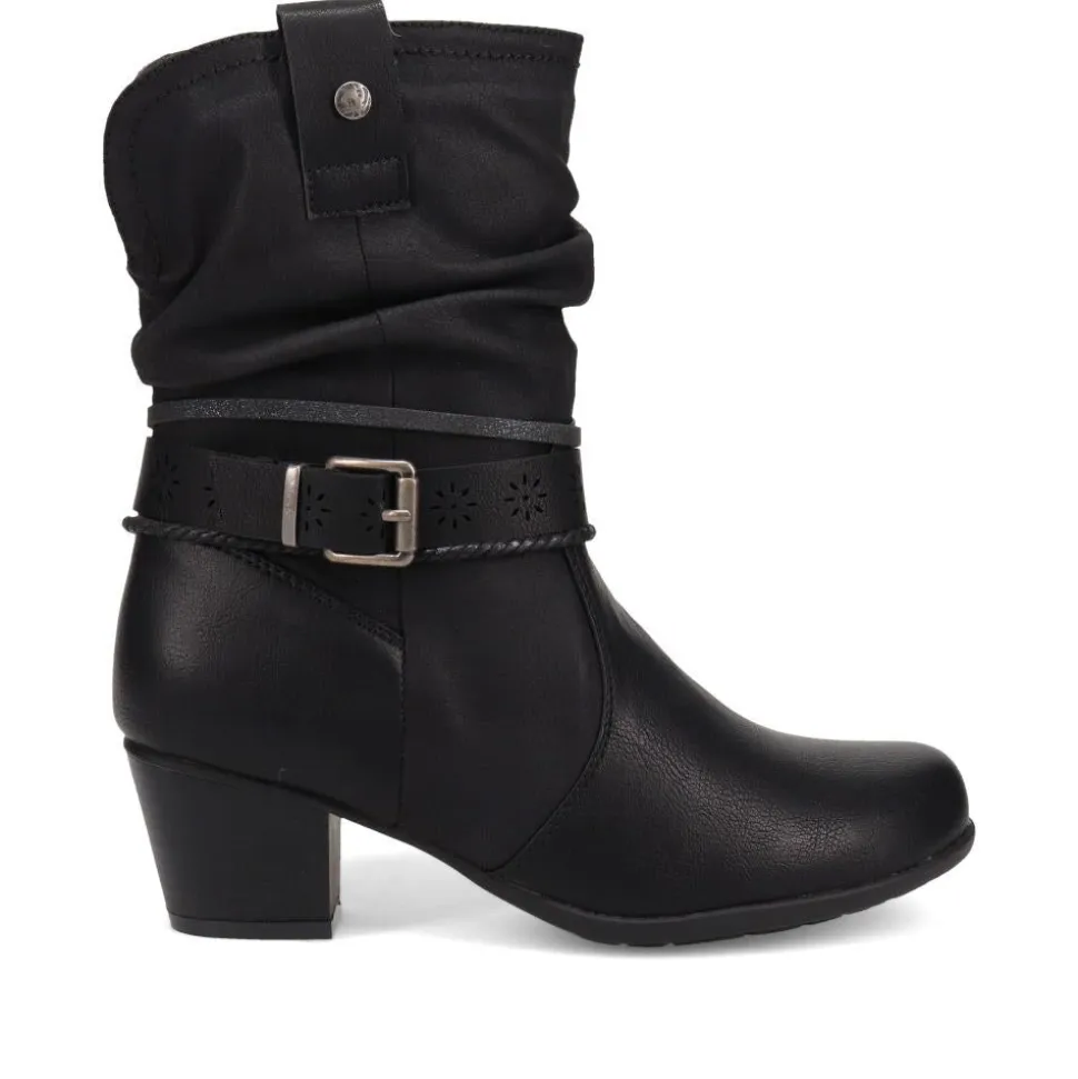 Buckled Calf-Length Boots - Black