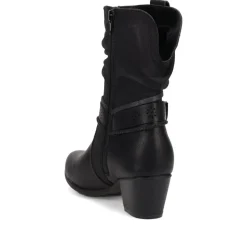 Buckled Calf-Length Boots - Black