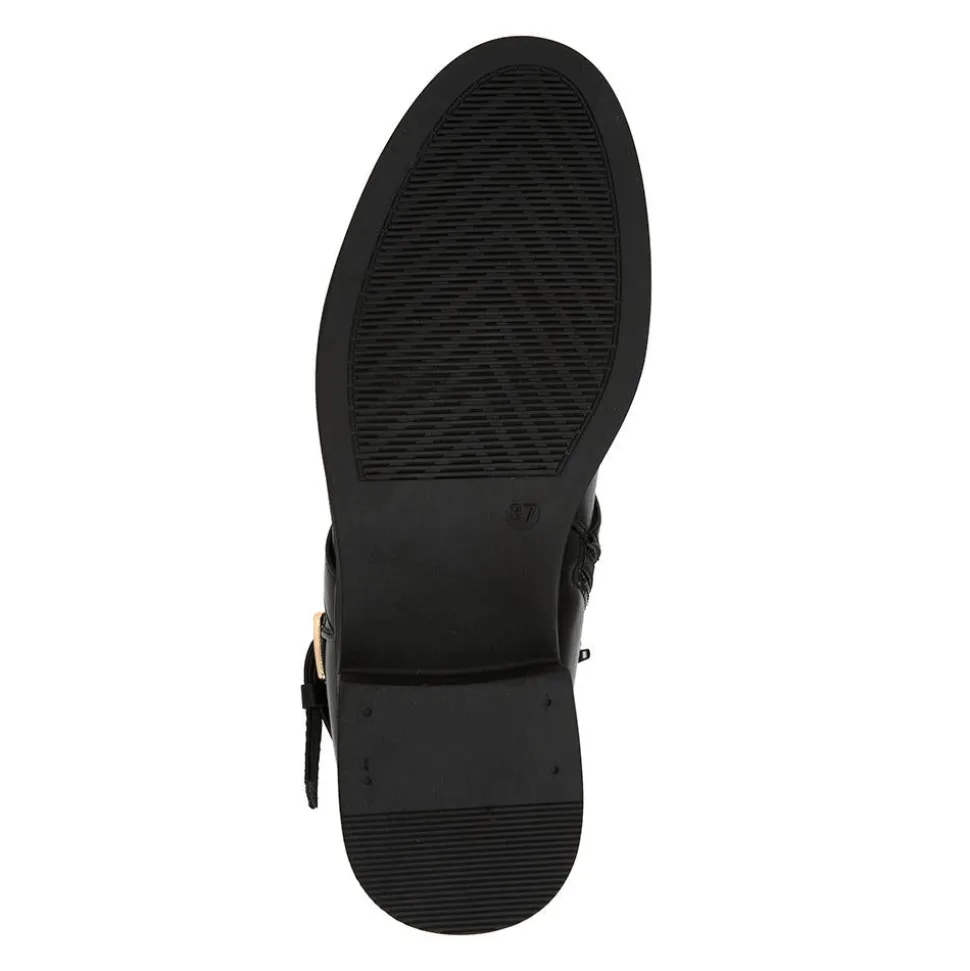 Buckled Calf-Length Boots - Black