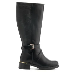 Buckled Calf-Length Boots - Black