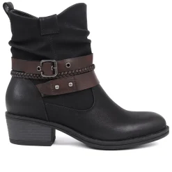 Buckle-Detailed Ankle Boots - Black