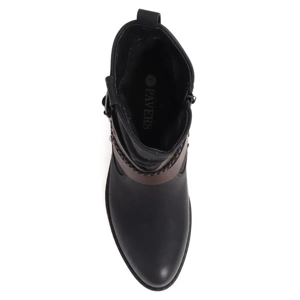 Buckle-Detailed Ankle Boots - Black