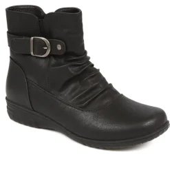 Buckle-Detailed Ankle Boots - Black