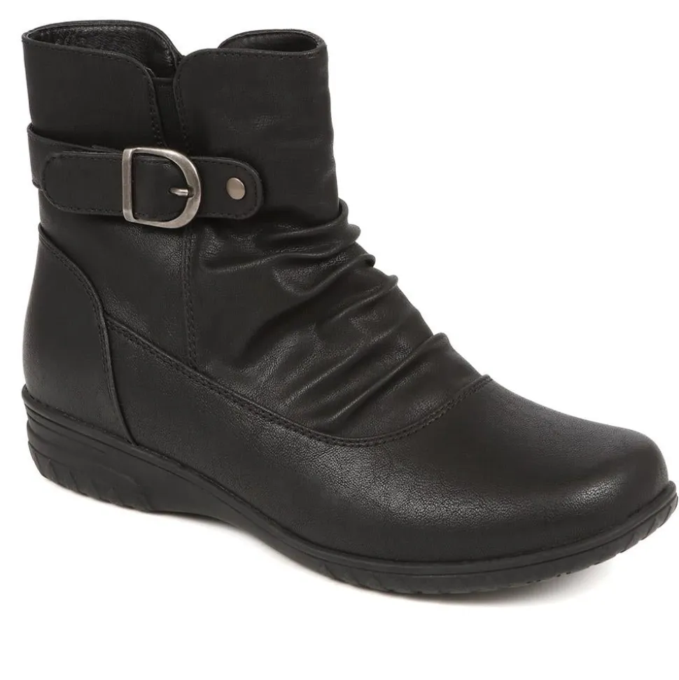 Buckle-Detailed Ankle Boots - Black