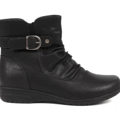 Buckle-Detailed Ankle Boots - Black