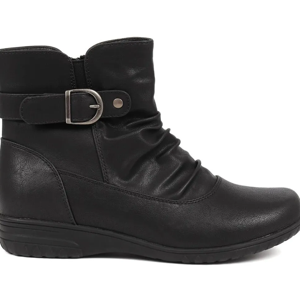 Buckle-Detailed Ankle Boots - Black