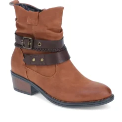 Buckle-Detailed Ankle Boots - Tan